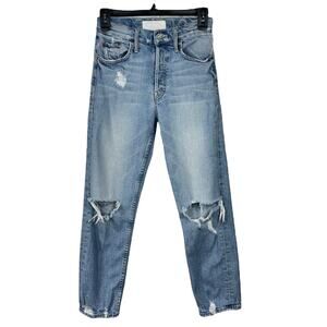 Mother Superior SZ 25 The Tomcat Jeans The Confession Distressed Rips Cropped